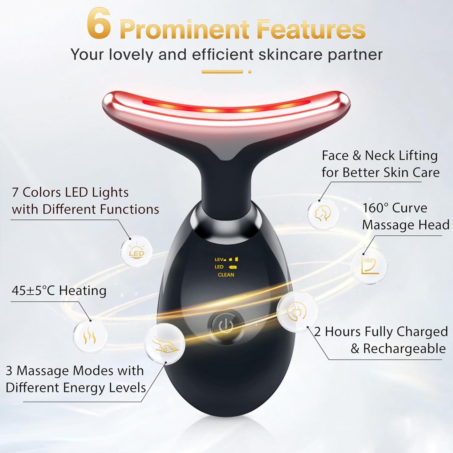 Rechargeable Face Massager Against Wrinkles, Face Beauty Device, Electric Face Massager Anti-Wrinkle with 3 Modes 45°C Anti-Wrinkle Face Device Skin Tightening Ems Face Care Device Anti-Wrinkle