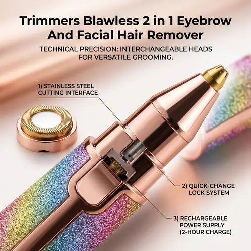 Blawless 2-in-1 USB Rechargeable Eyebrow Trimmer & Shaver (HX-203B)
